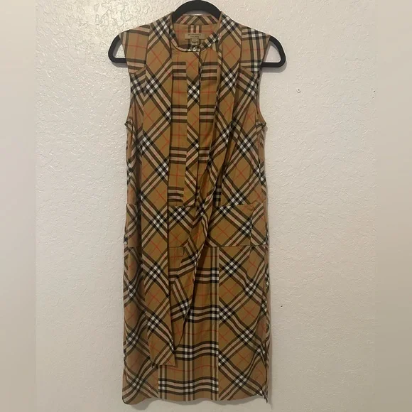 Authentic Iconic Print Burberry Luna Sleeveless Tie-Neck Dress (Size 2) - Picture 5 of 10